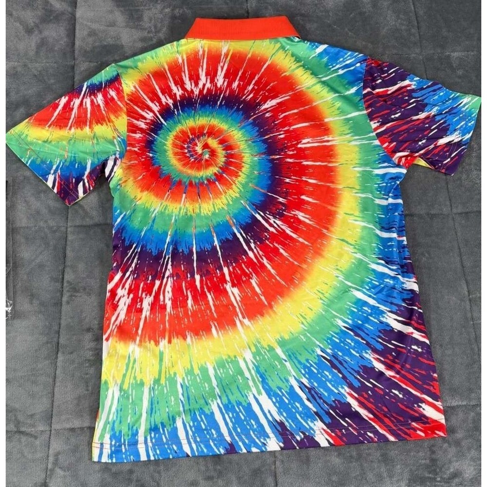 Arctic Cool Mens Medium Polo Shirt Tie Dye Rainbow Golf Performance Breathable M - Picture 2 of 5